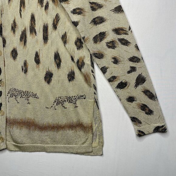 Y2K Iris Singer Cardigan M Patchwork Animal Print Leopard Glitter Mob Wife Glam - Picture 3 of 9